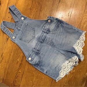Jumping Beans Blue Denim Button Detail Bib Overalls with Lace 4T